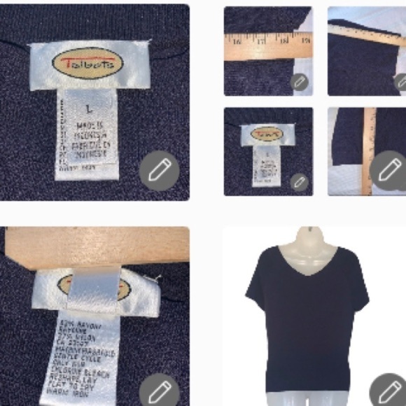 TALBOTS Black Basic Double V-Neck Short Sleeve Rayon Top Size Large - Picture 6 of 12